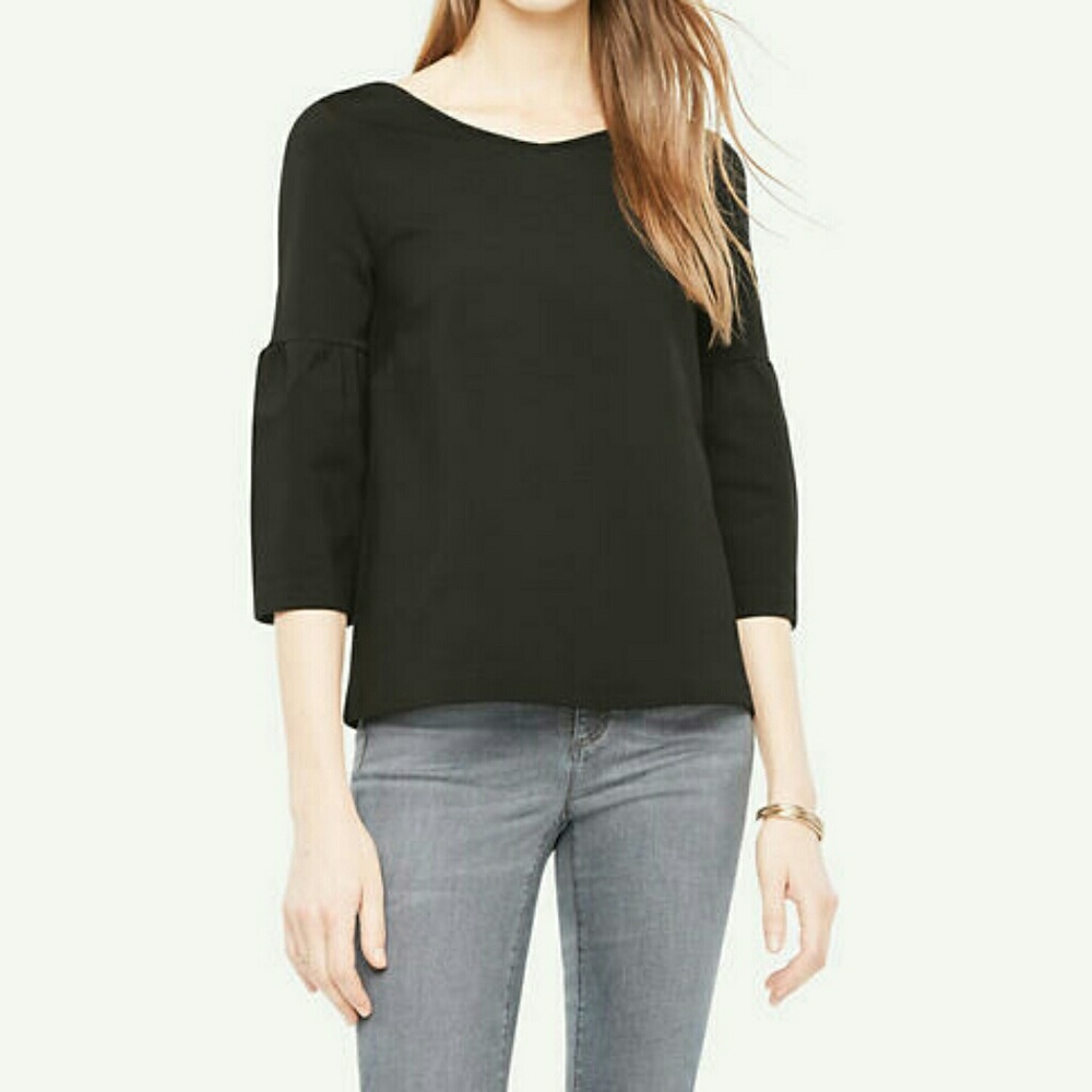 Ann Taylor Black 3/4 Sleeve Tee